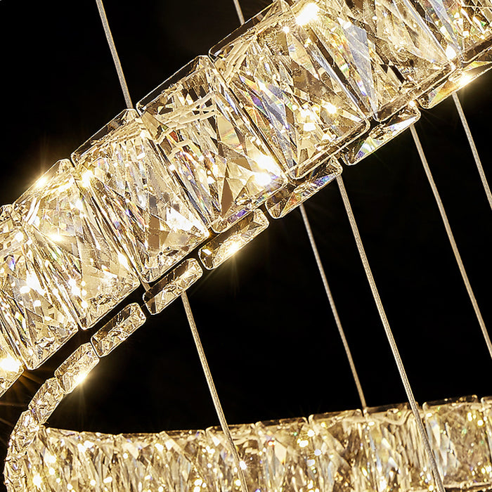 MIRODEMI® La Penne | Long Spiral Hanging Crystal Golden Chandelier