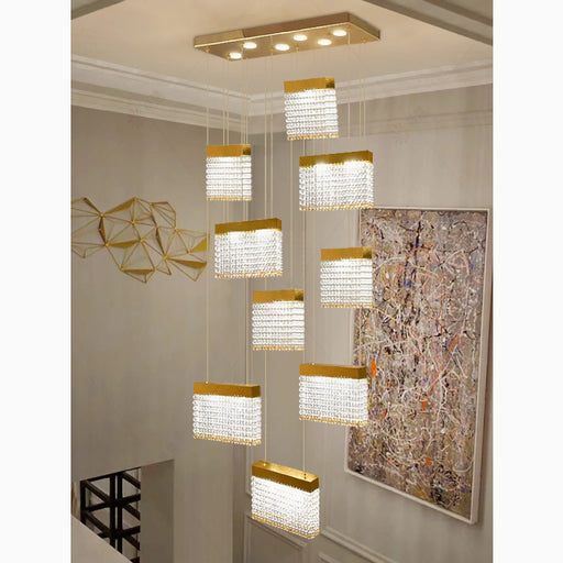 MIRODEMI La Rochette Gorgeous Crystal Blocks LED Ceiling Chandelier For Staircase