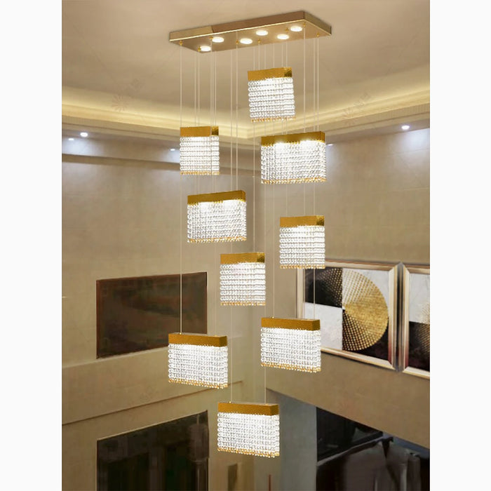 MIRODEMI La Rochette Gorgeous Crystal Blocks LED Ceiling Chandelier For Hall Decoration