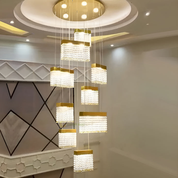 MIRODEMI La Rochette Gorgeous Crystal Blocks LED Ceiling Chandelier