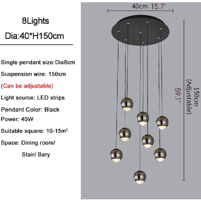 MIRODEMI® Laigueglia | Crystal Design LED Chandelier with Hanging Balls