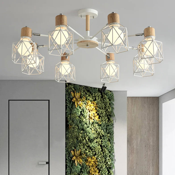 MIRODEMI® Lancy Nordic Modern Creative Wooden Ceiling Chandelier For Living Room | Bedroom | Hall | Kitchen White | Black | Champagne 3 6 8 Lights 