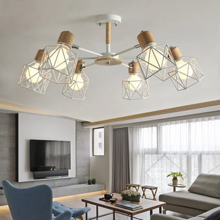 MIRODEMI® Lancy Nordic Modern Creative Wooden Ceiling Chandelier For Living Room | Bedroom | Hall | Kitchen White | Black | Champagne 3 6 8 Lights