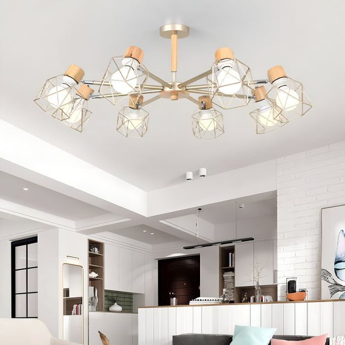 MIRODEMI® Lancy Nordic Modern Creative Wooden Ceiling Chandelier For Living Room | Bedroom | Hall | Kitchen White | Black | Champagne 3 6 8 Lights 