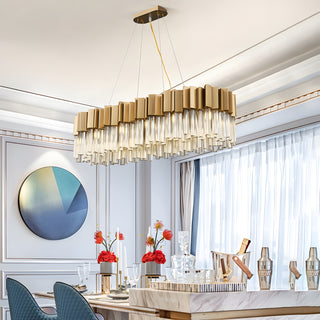 MIRODEMI Les Ferres Modern Gold Crystal Rectangle Chandelier For Dining Room and Kitchen