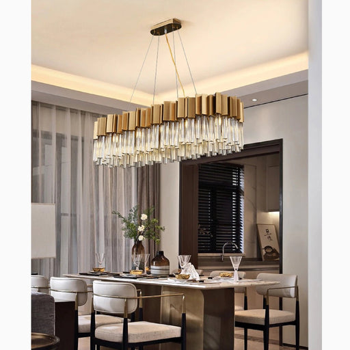 MIRODEMI Les Ferres Modern Gold Crystal Rectangle Chandelier For Dining Room