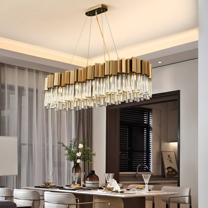 MIRODEMI Les Ferres Modern Gold Crystal Rectangle Chandelier For Dining Room