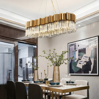 MIRODEMI Les Ferres Modern Gold Crystal Rectangle Chandelier For Living Room