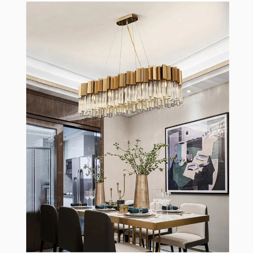 MIRODEMI Les Ferres Modern Gold Crystal Rectangle Chandelier For Living Room