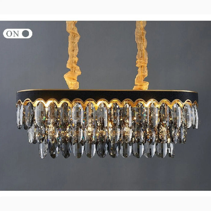 MIRODEMI® Loano | Great Black Crystal Ceiling Chandelier for Living Room and Kitchen Island