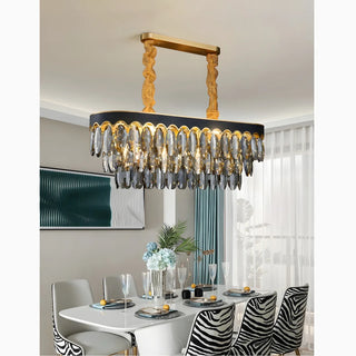 MIRODEMI Loano | Black Crystal Ceiling Chandelier for Living Room and Kitchen Island