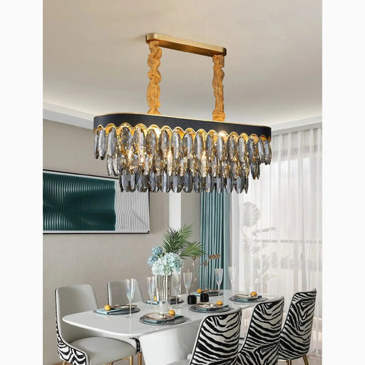 MIRODEMI® Loano | Black Crystal Ceiling Chandelier for Living Room and Kitchen Island