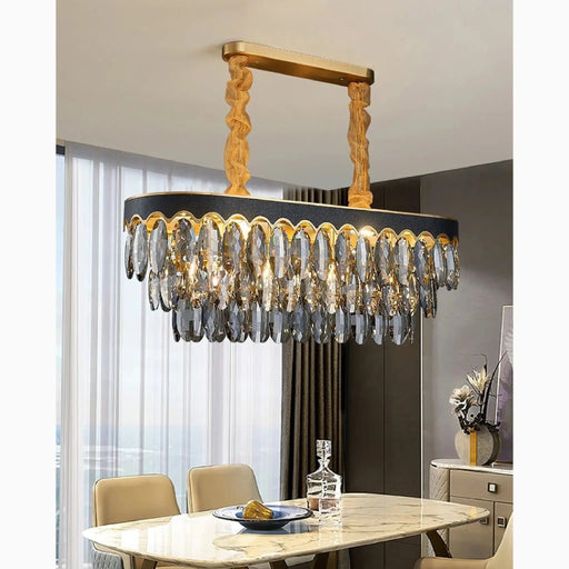 MIRODEMI® Loano | Black Crystal Ceiling Chandelier for Living Room and Kitchen 
