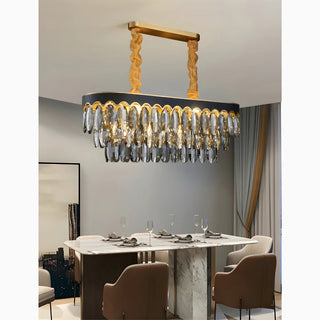 MIRODEMI Loano | Exclusive Black Crystal Ceiling Chandelier for Living Room and Kitchen Island