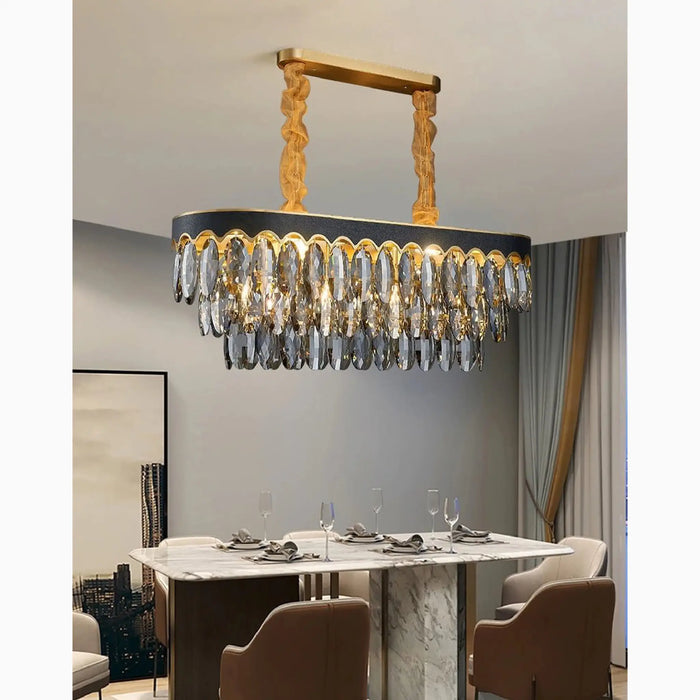 MIRODEMI® Loano | Elegant Black Crystal Ceiling Chandelier for Living Room and Kitchen Island