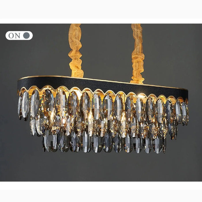 MIRODEMI® Loano | Exceptional Black Crystal Ceiling Chandelier for Living Room and Kitchen Island