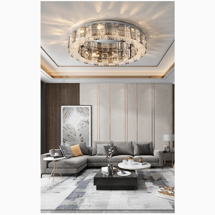 MIRODEMI® Loano | Modern Gorgeous Drum Ceiling Crystal Chandelier for living room