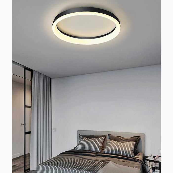 MIRODEMI® Lokeren | Round black LED Ceiling Lamp