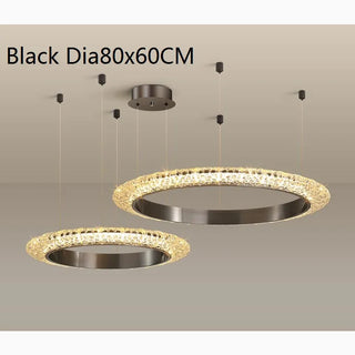 MIRODEMI® Münchenstein | Gold/Black Crystal Ring Chandelier for Bedroom