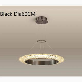 MIRODEMI® Münchenstein | Gold/Black Crystal Ring Chandelier for Bedroom