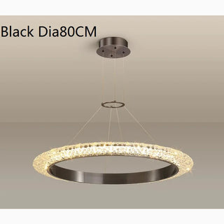 MIRODEMI® Münchenstein | Gold/Black Crystal Ring Chandelier for Bedroom