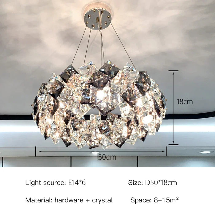 MIRODEMI® Münchenwiler | Modern Chrome Crystal Chandelier for Living Room