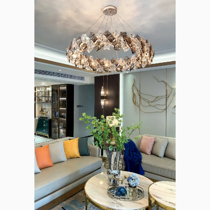 MIRODEMI® Münchenwiler | Modern Chrome Crystal Chandelier for Living Room