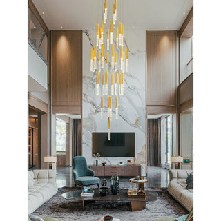 MIRODEMI® Manarola | Long LED Spiral Chandelier 49 lights / NOT Dimmable / Warm Light 3000K