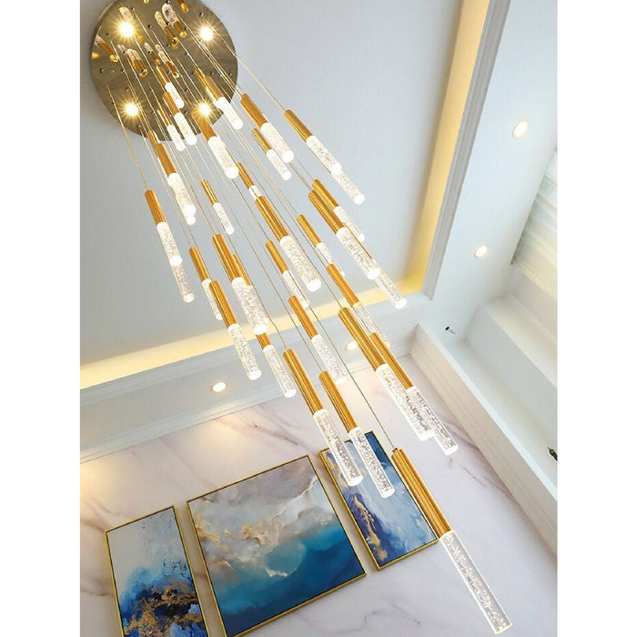 MIRODEMI® Manarola | Long LED Spiral Chandelier 28 lights(spiral) / NOT Dimmable / Warm Light 3000K