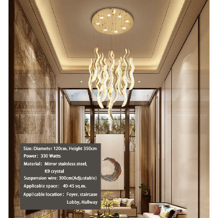 MIRODEMI® Menaggio | Gold Crystal Wave Light Fixture