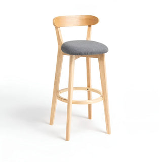 MIRODEMI® Minimalistic Nordic-Styled Bar Stool with Backrest Made of Solid Wood Color Details