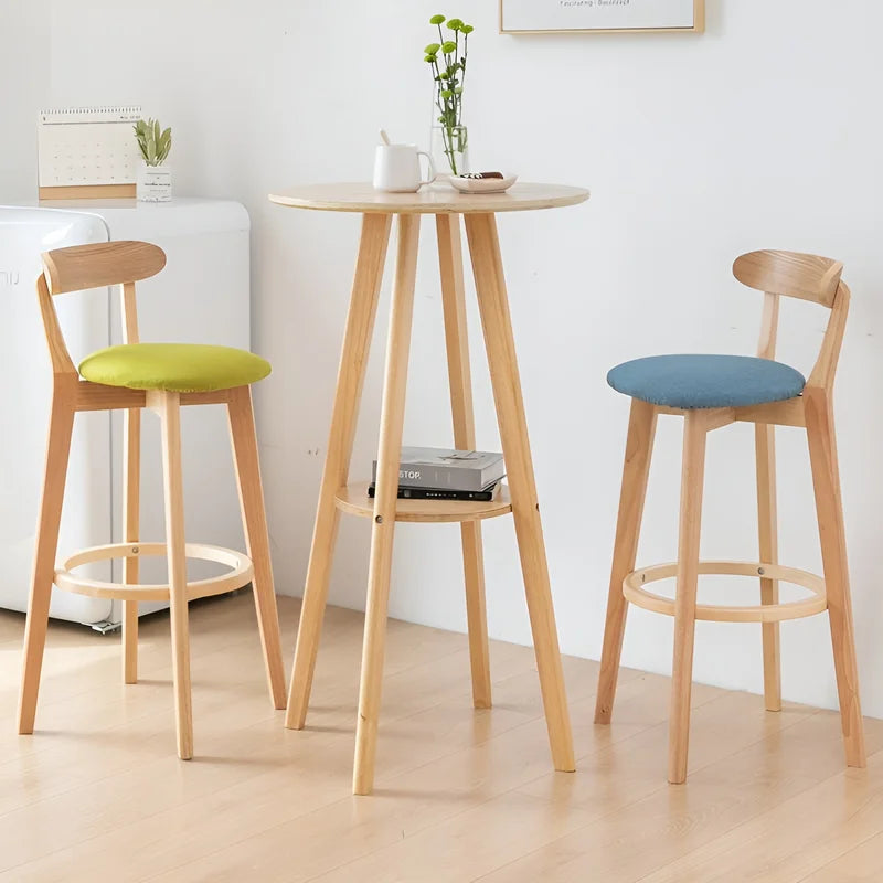 Minimalistic Nordic-Styled Bar Stool with Backrest Made of Solid Minimalistic Nordic-Styled Bar Stool with Backrest Made of Solid