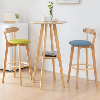 MIRODEMI® Minimalistic Nordic-Styled Bar Stool with Backrest Made of Solid Wood image | luxury furniture | wood stools | bar stools