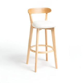 MIRODEMI® Minimalistic Nordic-Styled Bar Stool with Backrest Made of Solid Wood image | luxury furniture | stools 