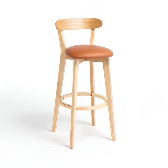 MIRODEMI® Minimalistic Nordic-Styled Bar Stool with Backrest Made of Solid Wood image | luxury furniture 