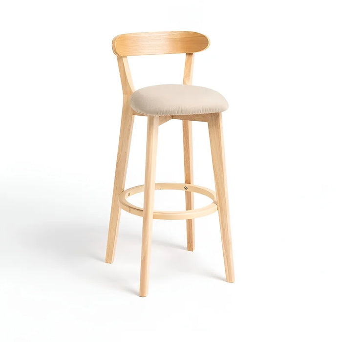 MIRODEMI® Minimalistic Nordic-Styled Bar Stool with Backrest Made of Solid Wood Color Details