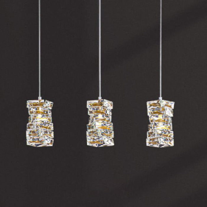 MIRODEMI Mioglia Art Deco Copper LED Crystal Pendant Lamp 3 Heads Decor