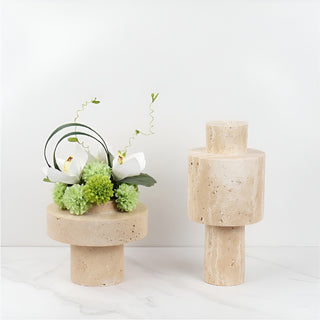 MIRODEMI® Modern Creative Travertine Marble Vase For Living Room, Dining Room, Bedroom, Kitchen Island