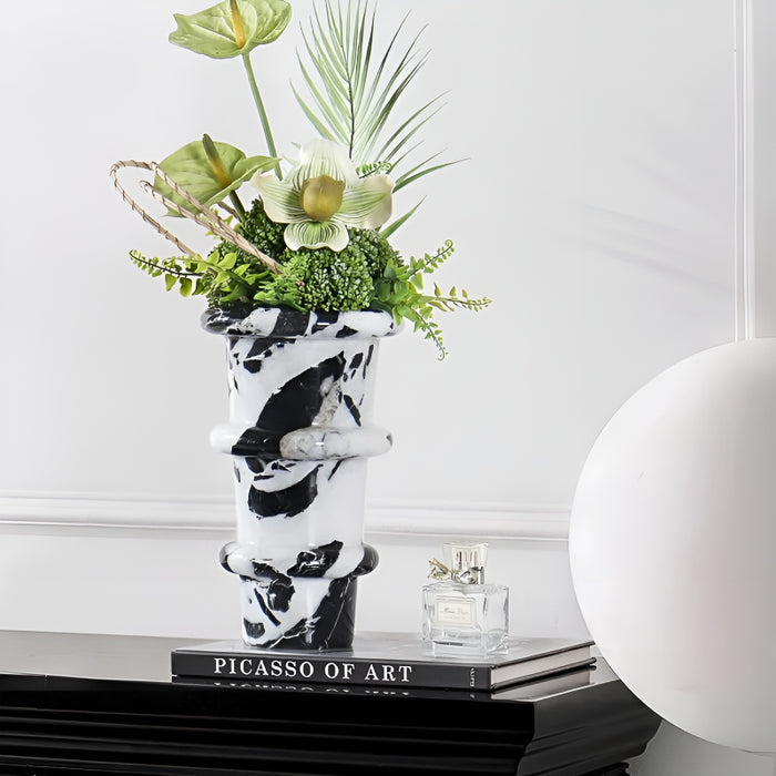 MIRODEMI® Modern Marble Luxury Flower Vase For Living Room, Dining Room, Bedroom, Kitchen Island, Home