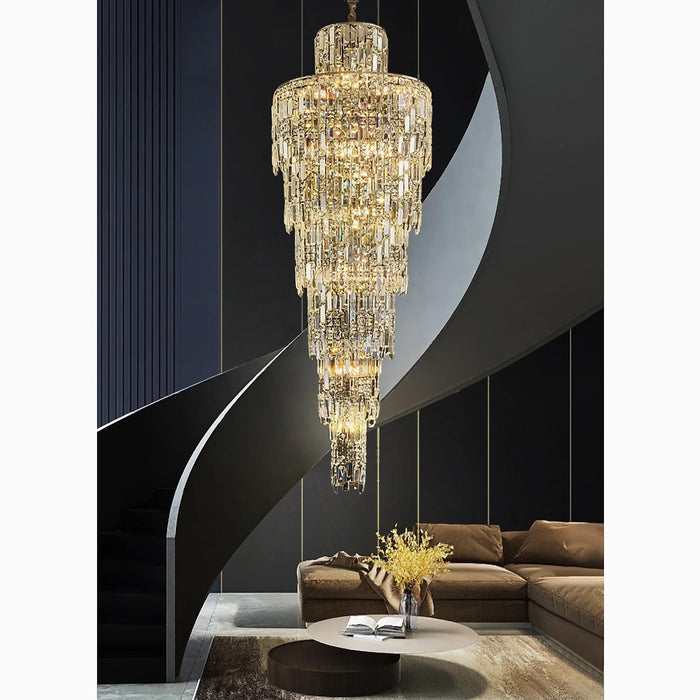 MIRODEMI® Moneglia | Chic Long Spiral Crystal Pendant Chandelier
