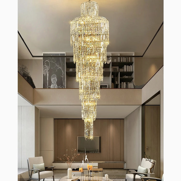 MIRODEMI® Moneglia | Chic Long Spiral Crystal Pendant Chandelier