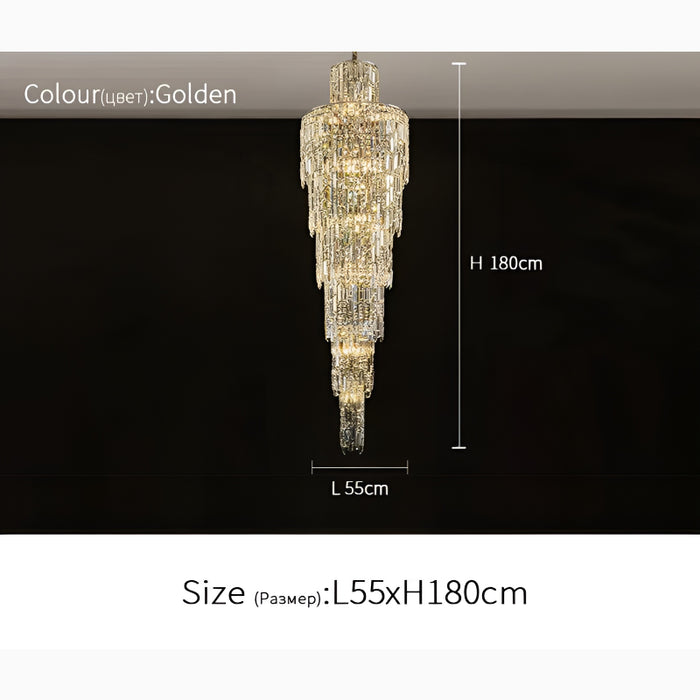 MIRODEMI® Moneglia | Chic Long Spiral Crystal Pendant Chandelier