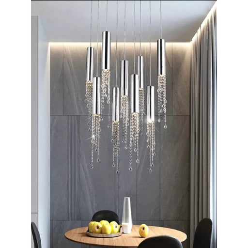 MIRODEMI® Monterosso | Hanging Silver Crystal Light Fixture