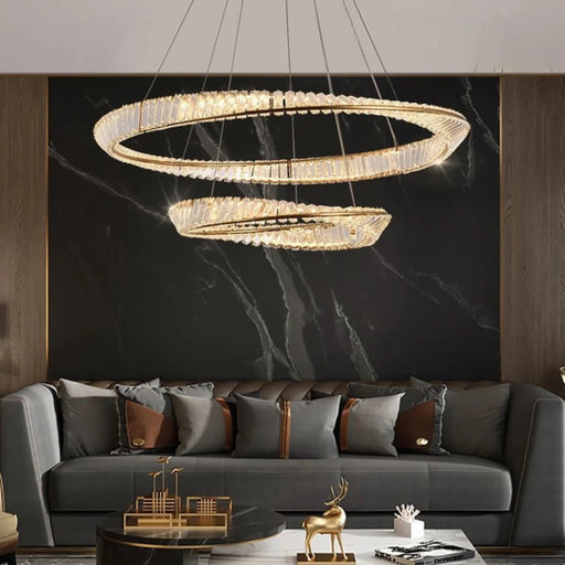 MIRODEMI® Monthey | Modern Gold Crystal Chandelier for Living Room