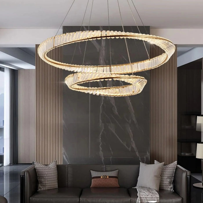 MIRODEMI® Monthey | Modern Gold Crystal Chandelier for Dining Room