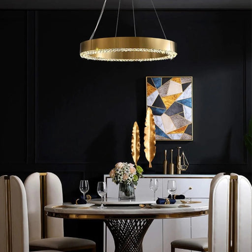 MIRODEMI® Morges | Gold Crystal Round Chandelier for Dining Room