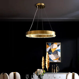 MIRODEMI® Morges | Gold Crystal Round Chandelier for Dining Room Living Room Bedroom Kitchen Island  Bar