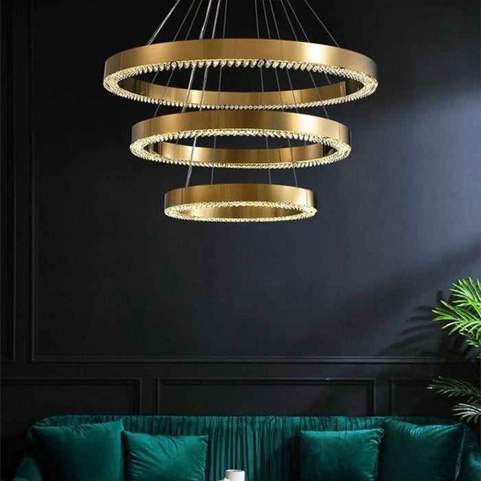 MIRODEMI® Morges | Gold Crystal Round Chandelier for Living Room