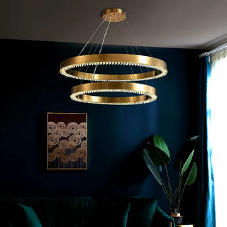 MIRODEMI® Morges | Gold Crystal Round Chandelier for Dining Room Living Room Bedroom Kitchen Island  Bar