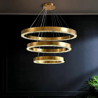 MIRODEMI® Morges | Gold Crystal Round Chandelier for Dining Room Living Room Bedroom Kitchen Island  Bar